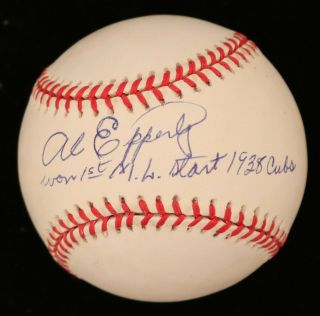 Al Epperly " Won 1st Ml Start " (d.  2003) Cubs Dodgers Signed Onl Baseball - Jsa