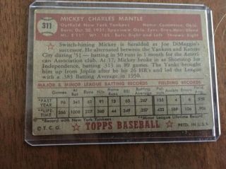 1952 Topps 311 Mickey Mantle RC 
