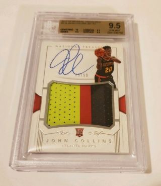 2017 - 18 John Collins Bgs 9.  5 National Treasures Patch Auto Rookie Rc 75/99