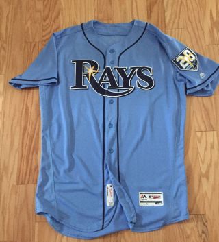 2018 Tampa Bay Rays Danny Farquhar Game Issued Jersey - 20th Anniversary Patch