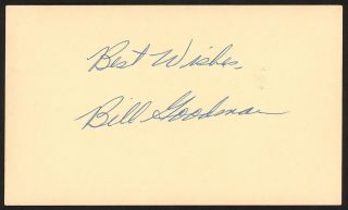 Bill " Billy " Goodman Autographed 3 1950 Government Postcard Red Sox " 153931