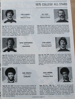 1975 College All Stars vs.  Pittsburgh Steelers Program Walter Payton Harris 3