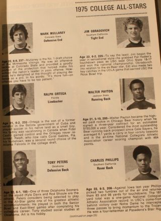 1975 College All Stars vs.  Pittsburgh Steelers Program Walter Payton Harris 4