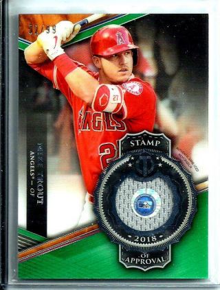 2018 Topps Tribute Stamp Of Approval Soa - Mt Mike Trout D 52/99 L.  A.  Angels