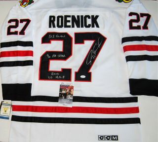 Jeremy Roenick Signed (chicago Blackhawks) 27 White Hockey Jersey Jsa Authentic