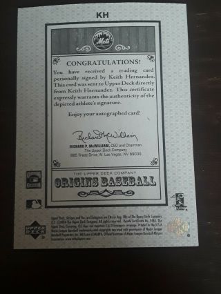 KEITH HERNANDEZ NY Mets 2005 Upper Deck Origins & Old Judge Autograph 2 Cards 5