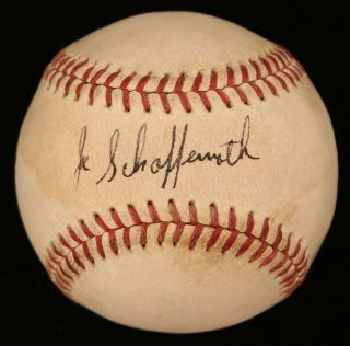 Joe Schaffernoth (d.  2016) Cubs Indians Vintage Single Signed Baseball - Jsa