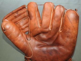 Vtg 1950s Hutch 58m " Warren Spahn " Leather Baseball Glove Antique Usa Mitt Rare