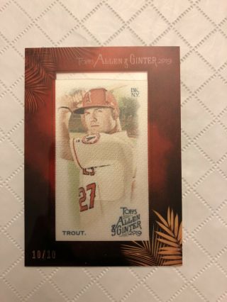 2019 Allen & Ginter Silk Cloth Card Mike Trout 10/10 - Next Day