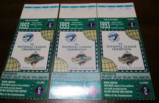 1993 World Series Baseball Ticket Game 1 2 6 Carter Walk Off Toronto Blue Jays