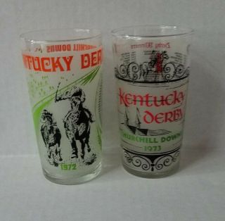 2 Vintage 1972 1973 Kentucky Derby Frosted Julep Glasses
