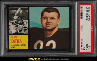 1962 Topps Football Mike Ditka Rookie Rc 17 Psa 7.  5 Nrmt,  (pwcc)
