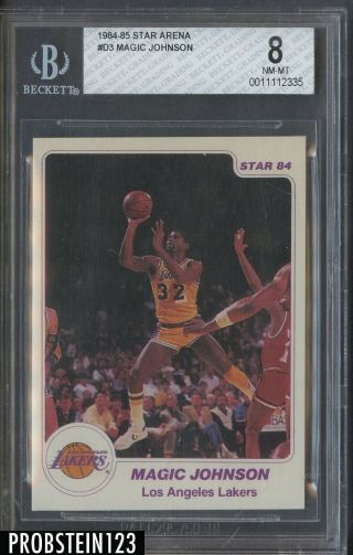 1984 - 85 Star Arena Basketball D3 Magic Johnson Los Angeles Lakers Hof Bgs 8