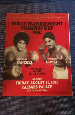 Wbc Featherweight Title Program Reprint Sanchez V Gomez.  Caesars Palace 1981