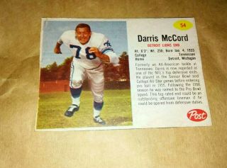 1962 Post Cereal Football Card 54 Darris Mccord Sp Short Print G/vg