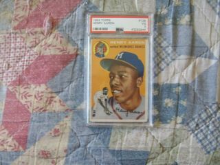 1954 Topps Hank Aaron Milwaukee Braves Henry Baseball Card 128 Psa Vg 3 Ad
