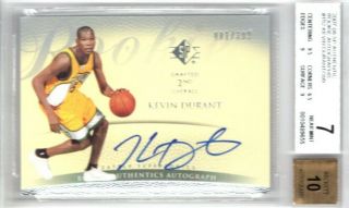 Kevin Durant 81/399 2007 - 08 Sp Authentic Rookie Autographs Bgs 7 Auto 10