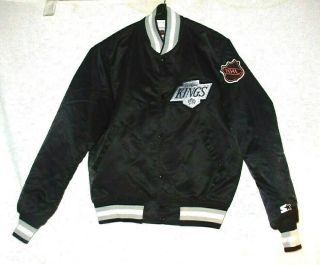 Vintage Los Angeles Kings Black Satin Style Nhl Jacket By Starter Man 