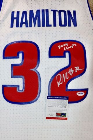 Richard Rip Hamilton Autographed Detroit Pistons Mitchell & Ness Jersey PSA 2