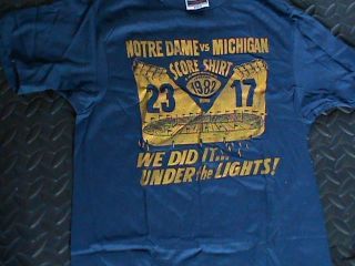 Vintage 1982 Notre Dame Vs Michigan Football Score T - Shirt " Under The Lights " M