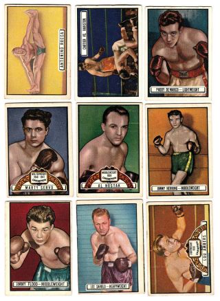 1951 Topps Ringside Boxing 53,  80,  94,  91,  92,  93,  50,  52,  4 Rocco,  Demarco,  9ea