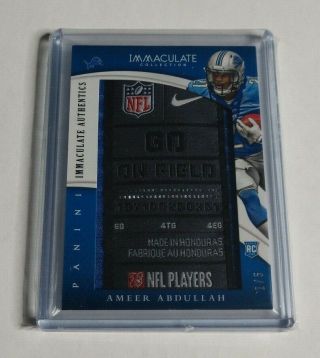 R17,  730 - Ameer Abdullah - 2015 Immaculate - Rookie Jumbo Tag Patch - 1/5 -