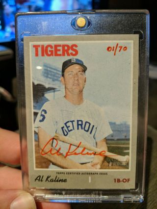2019 Topps Heritage Al Kaline Real One Autograph Card Red Ink 01/70