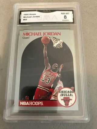 1990 Nba Hoops - Michael Jordan - Nba - Hof Chicago Bulls - 65 Gma Graded 8 Nm - Mt