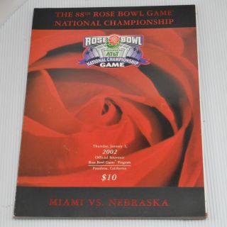 Rose Bowl 2002 Game Program Miami Vs Nebraska Bcs National Championship Game