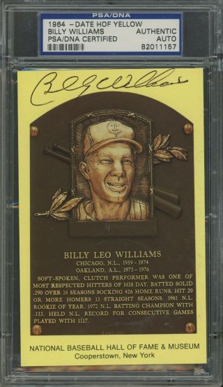 Billy Williams Signed Yellow Hof Plaque Postcard Psa/dna Certified Auto Cubs