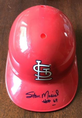 Stan Musial Autographed Batting Helmet W/coa St Louis Cardinals Hall Of Famer