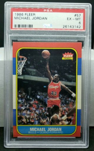 1986 - 1987 Fleer Michael Jordan Chicago Bulls 57 Rookie Basketball Card Psa 6