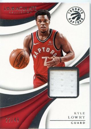 2017 - 18 Panini Immaculate Jersey Relic /49 Kyle Lowery Raptors