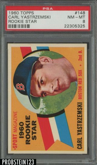 1960 Topps 148 Carl Yastrzemski Red Sox Rc Rookie Hof Psa 8 " Looks Nicer "