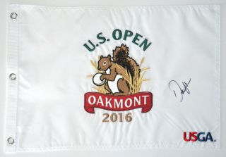 2016 Us Open Winner - Dustin Johnson - Signed Embroidered Golf Flag