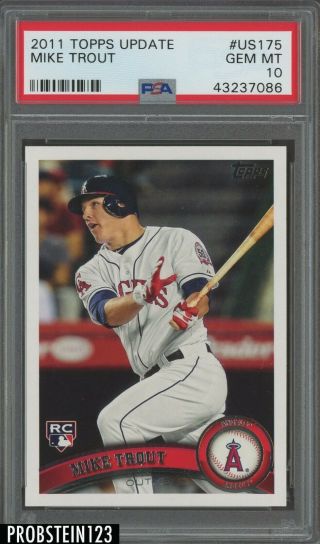 2011 Topps Update Us175 Mike Trout Angels Rc Rookie Psa 10 " High End "