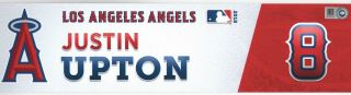 Justin Upton 9 (mike Trout 1,  000th Game) Locker Name Plate 6/21/18 Angels