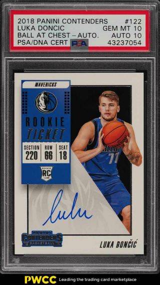 2018 Panini Contenders Luka Doncic Rookie Rc,  Psa/dna 10 Auto 122 Psa 10 (pwcc)
