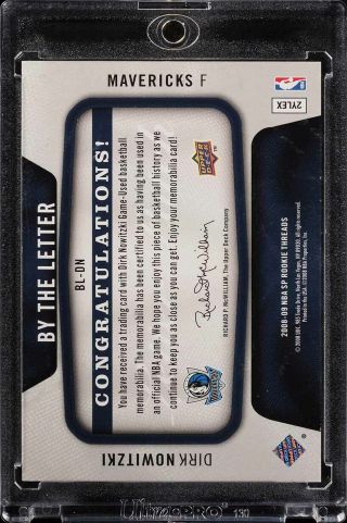 2008 SP Rookie Threads By The Letter Dirk Nowitzki PATCH /8 BL - DN (PWCC) 2