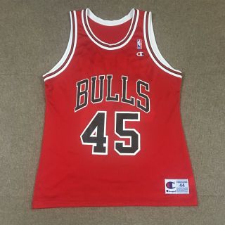 Vtg Champion Michael Jordan Chicago Bulls Jersey 45 Red Adult 44/large