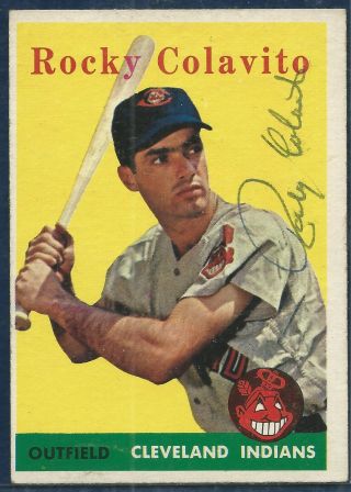 Signed 1958 Topps 368 Rocky Colavito Cleveland Indians