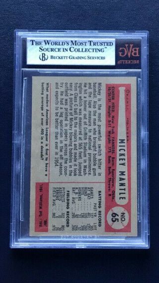 1954 Bowman 65 Mickey Mantle Yankees BVG 6.  5 - AN UNBELIEVABLE BEAUTY 2