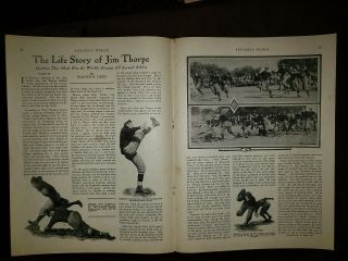 Jim Thorpe Football Carlisle Indians 1923 Athletic World Double Sheet Rare