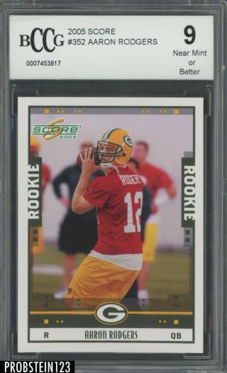 2005 Score 252 Aaron Rodgers Packers Rc Rookie Bccg 9