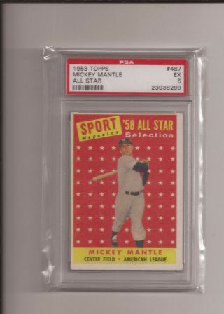Mickey Mantle.  1958 Topps All Star.  Psa Ex 5.  0
