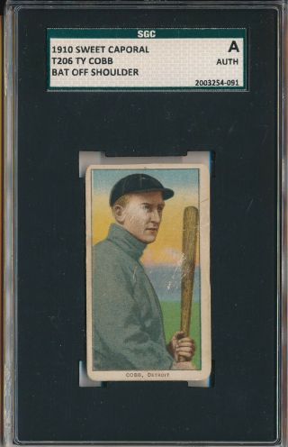 1910 T206 - Sweet Caporal - Ty Cobb,  Bat Off Shoulder - Sgc A (svsc)