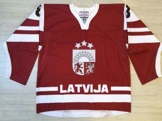 2011 Tackla Iihf U20 Latvia Latvija Game Worn Ice Hockey Jersey Shirt Size L 8