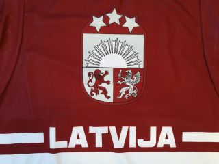 2011 TACKLA IIHF U20 Latvia Latvija Game Worn Ice Hockey Jersey Shirt Size L 8 2