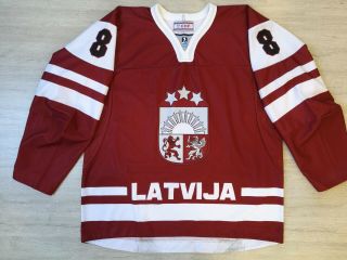 2011 TACKLA IIHF U20 Latvia Latvija Game Worn Ice Hockey Jersey Shirt Size L 8 4