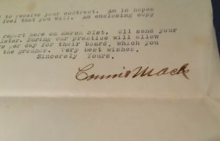 Gene Bailey Estate Signed Letter From Connie Mack Envelope & Reply Letter 1919